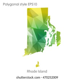 Rhode Island map in geometric polygonal style.Abstract gems triangle,modern design background. Vector illustration EPS10