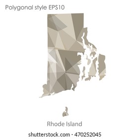 Rhode Island map in geometric polygonal style.Abstract gems triangle,modern design background. Vector illustration EPS10