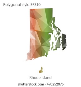Rhode Island map in geometric polygonal style.Abstract gems triangle,modern design background. Vector illustration EPS10