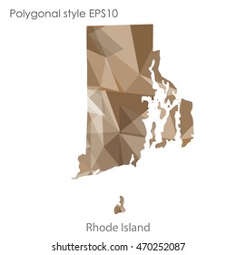 Rhode Island map in geometric polygonal style.Abstract gems triangle,modern design background. Vector illustration EPS10