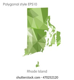 Rhode Island map in geometric polygonal style.Abstract gems triangle,modern design background. Vector illustration EPS10