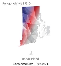 Rhode Island map in geometric polygonal style.Abstract gems triangle,modern design background. Vector illustration EPS10