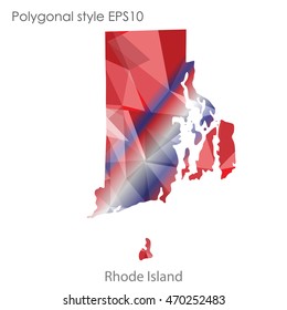Rhode Island map in geometric polygonal style.Abstract gems triangle,modern design background. Vector illustration EPS10