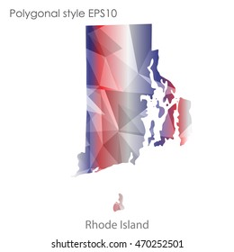 Rhode Island map in geometric polygonal style.Abstract gems triangle,modern design background. Vector illustration EPS10