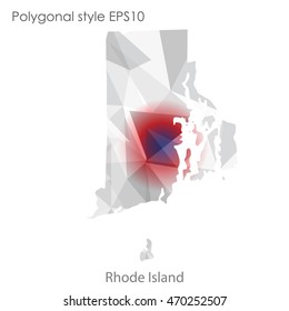 Rhode Island map in geometric polygonal style.Abstract gems triangle,modern design background. Vector illustration EPS10
