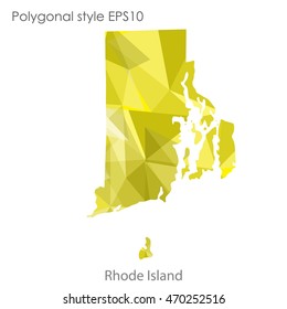 Rhode Island map in geometric polygonal style.Abstract gems triangle,modern design background. Vector illustration EPS10