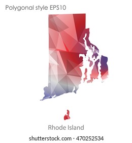 Rhode Island map in geometric polygonal style.Abstract gems triangle,modern design background. Vector illustration EPS10