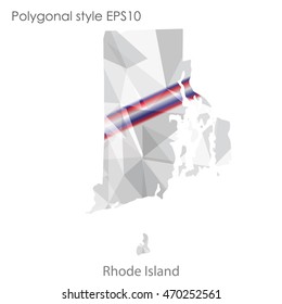 Rhode Island map in geometric polygonal style.Abstract gems triangle,modern design background. Vector illustration EPS10