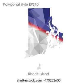 Rhode Island map in geometric polygonal style.Abstract gems triangle,modern design background. Vector illustration EPS10