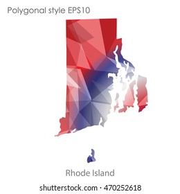 Rhode Island map in geometric polygonal style.Abstract gems triangle,modern design background. Vector illustration EPS10