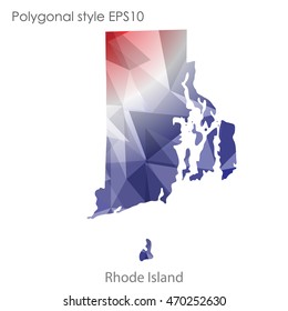 Rhode Island map in geometric polygonal style.Abstract gems triangle,modern design background. Vector illustration EPS10