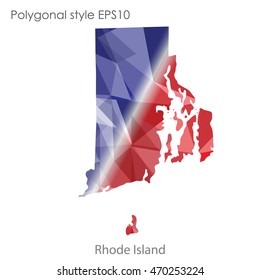 Rhode Island map in geometric polygonal style.Abstract gems triangle,modern design background. Vector illustration EPS10