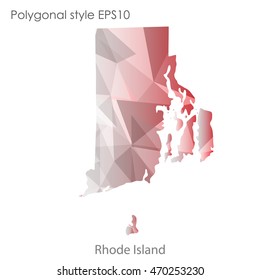 Rhode Island map in geometric polygonal style.Abstract gems triangle,modern design background. Vector illustration EPS10