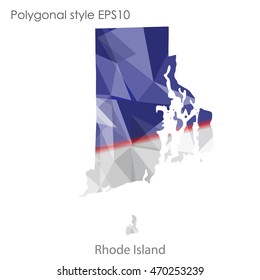 Rhode Island map in geometric polygonal style.Abstract gems triangle,modern design background. Vector illustration EPS10
