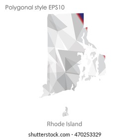 Rhode Island map in geometric polygonal style.Abstract gems triangle,modern design background. Vector illustration EPS10