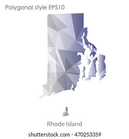 Rhode Island map in geometric polygonal style.Abstract gems triangle,modern design background. Vector illustration EPS10