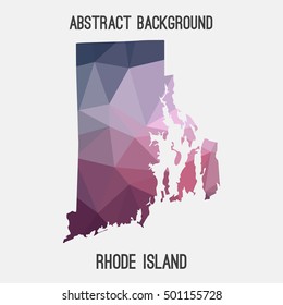 Rhode Island map in geometric polygonal,mosaic style.Abstract tessellation,modern design background,low poly. Vector illustration.