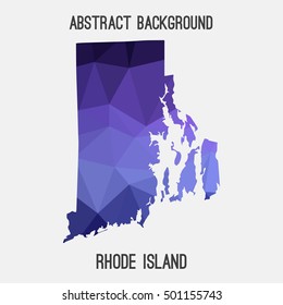 Rhode Island map in geometric polygonal,mosaic style.Abstract tessellation,modern design background,low poly. Vector illustration.