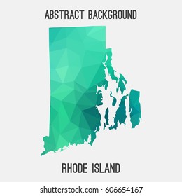 Rhode Island map in geometric polygonal,mosaic style.Abstract tessellation,modern design background,low poly. Vector illustration.