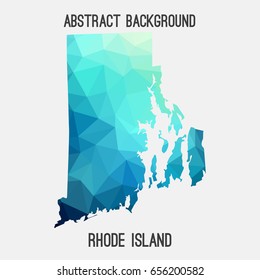 Rhode Island map in geometric polygonal,mosaic style in cold shades.Abstract tessellation,modern design background,low poly. Vector illustration.