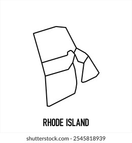 
Ícone do mapa de Rhode Island isolado no fundo branco. Mapa da estrutura de tópicos. Ícone de linha simples. Ilustração vetorial