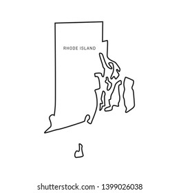 Rhode Island Map Outline Vector Design Template. Editable Stroke