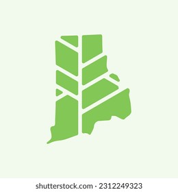Logo de la hoja de mapas de la isla Rhode. Plantilla de diseño de logotipo ecológico y ecológico de naturaleza creativa.