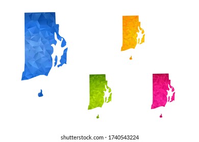 Mapa de Rhode Island - Conjunto de fondo gráfico de gradiente triangular triangular de bajo estilo de polo geométrico, diseño poligonal para su ,Vector eps 10.