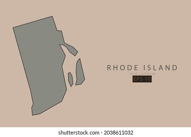 Rhode Island Map - State of USA Map International vector template with old classic style and gray color on map isolated on brown background - Vector illustration eps 10 
