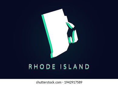 Rhode Island Map - USA, United States of America map, World map vector template with green and white  color gradient isolated on dark background - Vector illustration eps 10