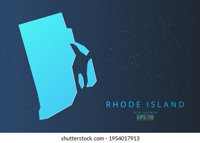 Mapa de Rhode Island - EE.UU., Mapa de los Estados Unidos de América, Mapa Mundial de la plantilla vectorial internacional con 3d, color azul gradiente y estrellas aisladas en el fondo de la galaxia - Ilustración vectorial eps 10