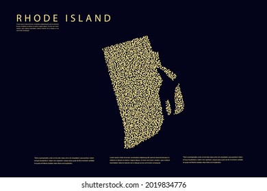 Rhode Island Map - USA, United States of America map, World Map International vector template with Gold grid on dark background - Vector illustration eps 10