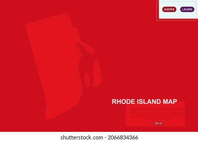 Rhode Island Map - USA, United States of America map vector template with red color and outline sketch isolated on red background for education, design, website - Vector illustration eps 10