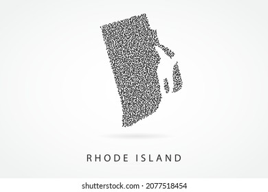 Rhode Island Map - USA, United States of America Map vector template with Black grid on white background  for education, infographic, design, website, banner - Vector illustration eps 10