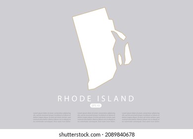 Rhode Island Map - USA, United States of America Map vector template with white color and thin gold outline graphic sketch style isolated on grey background - Vector illustration eps 10