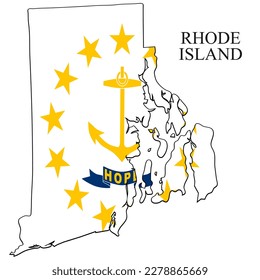 Rhode Island Karte, Vektorgrafik. Weltwirtschaft. Bundesstaat in Amerika. Nordamerika. Vereinigte Staaten. Amerika. USA