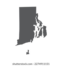 Rhode Island map vector. Map of Rhode Island state silhouette vector