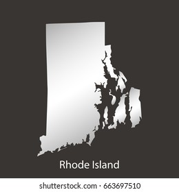 Rhode Island map,border with chrome,metal shine gradient. Vector illustration