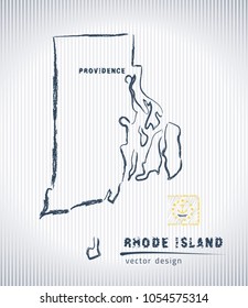 Rhode Island national vector drawing map on white background