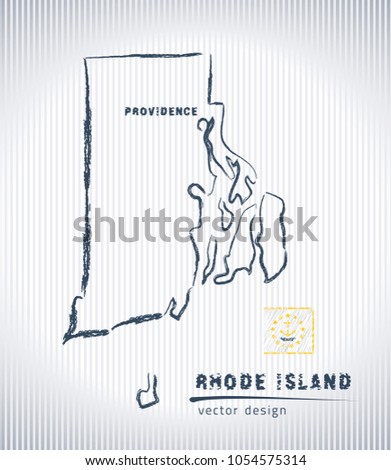 Rhode Island national vector drawing map on white background