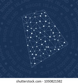Rhode Island network style us state map. Beauteous space style, modern design for infographics or presentation.