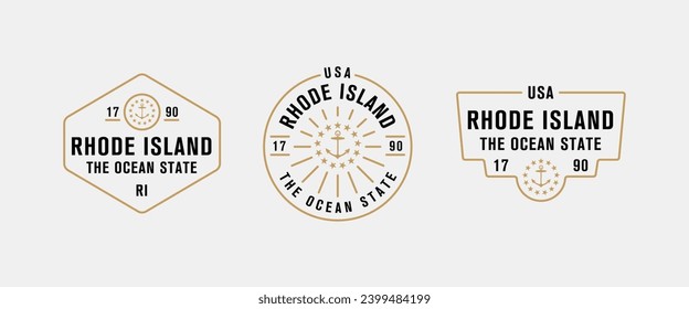 Rhode Island - Der Ocean State. Rhode Island State Logo, Label, Poster. Vintage-Poster. Druck für T-Shirt, Typografie. Vektorgrafik