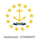 Rhode Island official state flag. Part of The United States of America. Clean design for print, web, or educational use. Vector illustration.