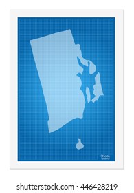 Rhode Island on blueprint on a white background.