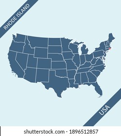 Rhode Island on USA map