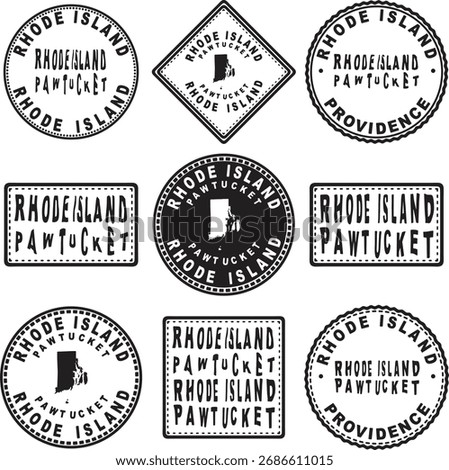 Rhode Island Pawtucket Round Seal Map Design