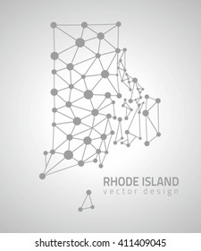 Rhode Island polygonal grey vector map of America