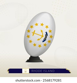 Rhode Island Rugby Ball on Rugby Kicking Tees with Modern Design. Illustration perfect for sports, national pride, and rugby-related projects.