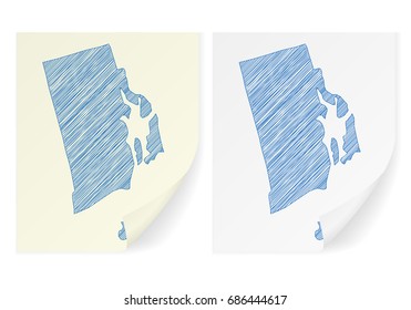 Rhode island scribble map on a white background.