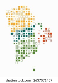Rhode Island, shape of the state build of colored cells. Digital style map of the Rhode Island on white background. Large size square blocks. Beautiful vector illustration.
